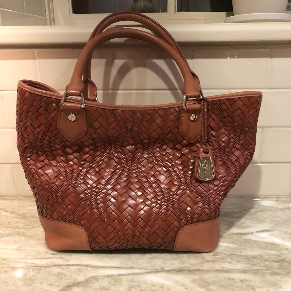 Cole Haan Brown Woven Leather Shoulder Bag